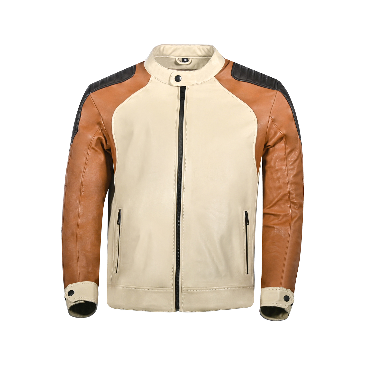 COBIJA Apex Heritage Tri-Color Leather Jacket – Cream, Tan & Black