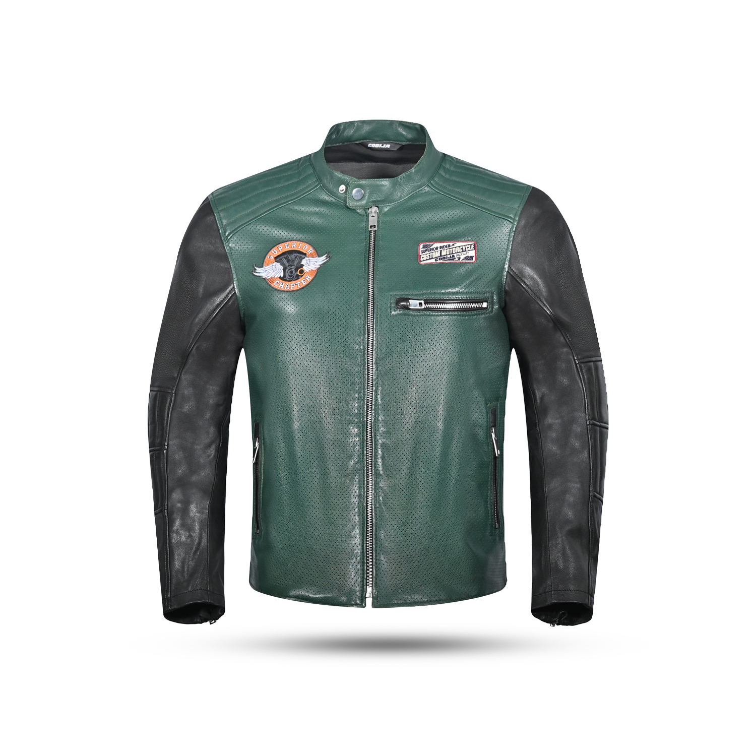 COBIJA Maverick Custom Leather Jacket – Forest Green & Black